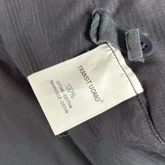 TRANSIT UOMO 200 Black Cotton Long Sleeve Button Down Shirt Size M - Picture 8 of 11